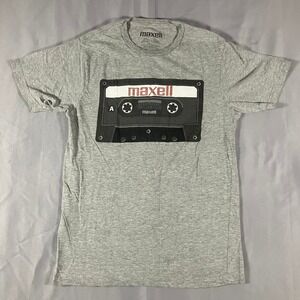 Maxell Cassette Tape Mens Small Graphic T-Shirt Heather Gray Retro‎ Music Tee